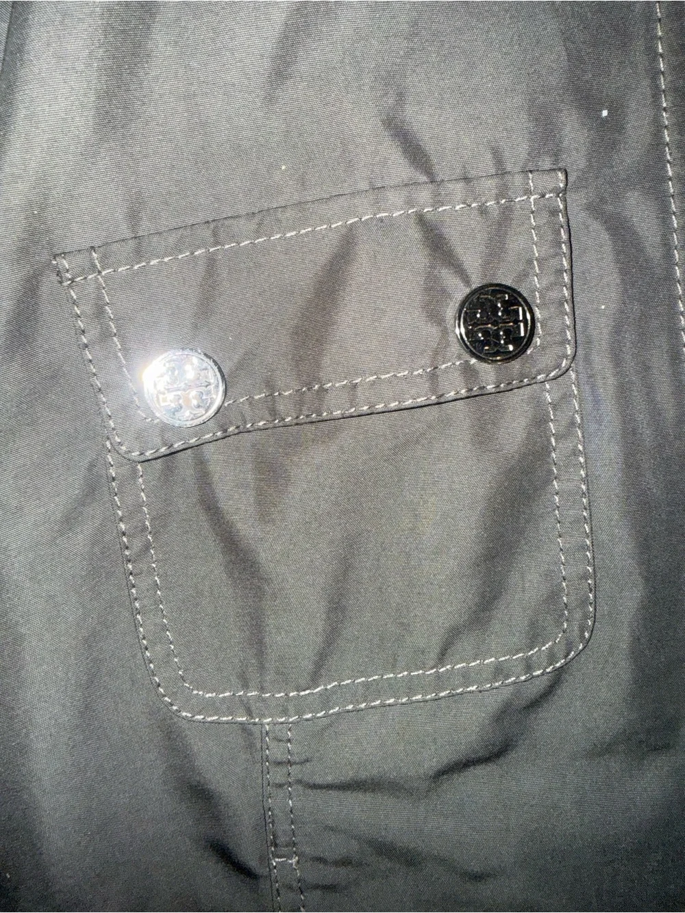 Tory Burch Rare Gray Hooded Rain Jacket - size 8